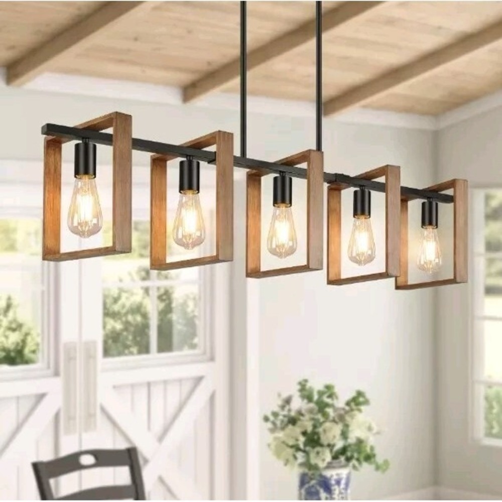 Farmhouse‎ Kitchen Island Lighting, 5-Light Adjustable Dining Room